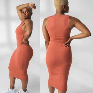 Vitality Balance Athletica Sunstone Pink Ivy Sleeveless Bodycon Midi Dress Small